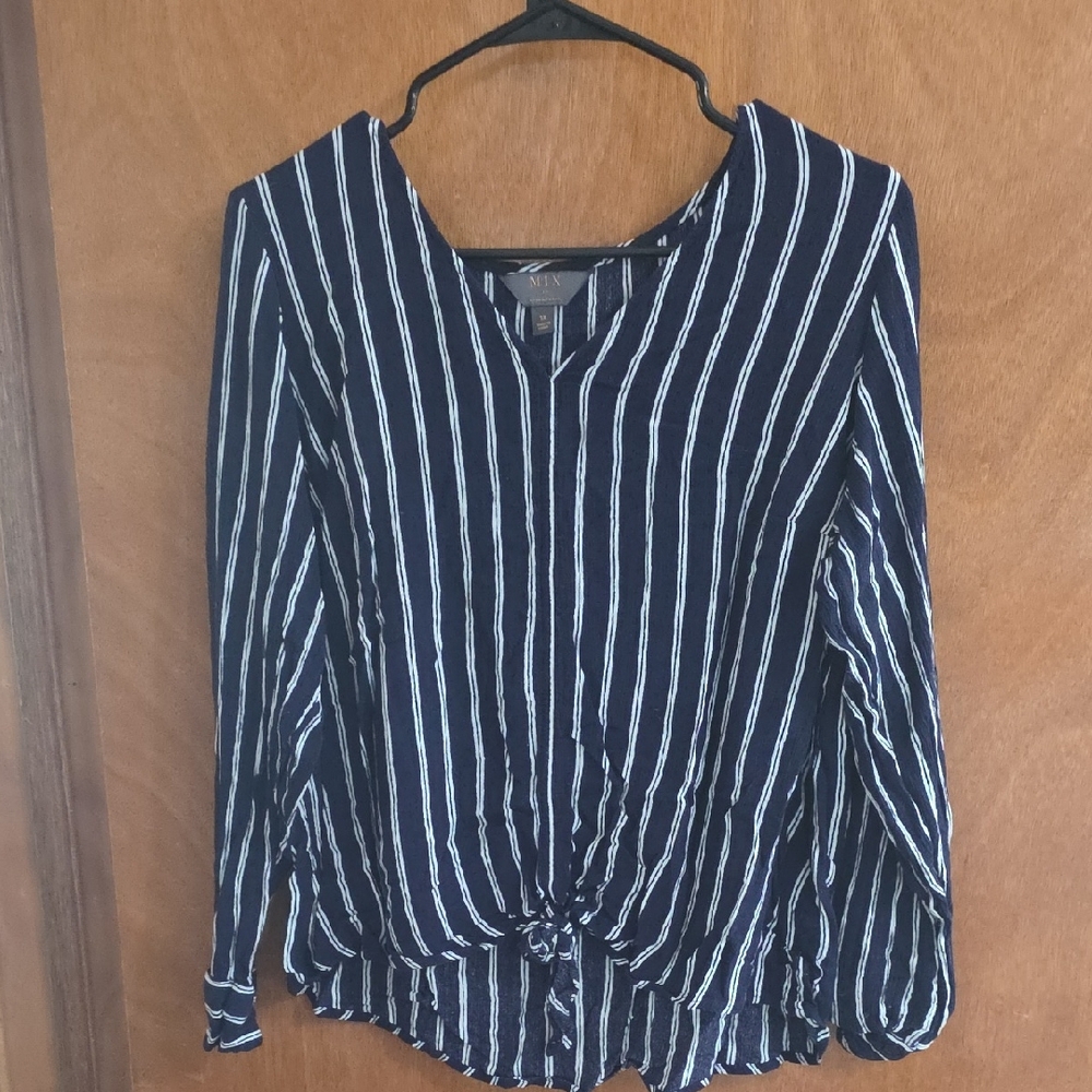 41 Hawthorn Navy and White Striped Blouse